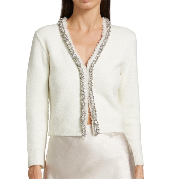 SIMKHAI Cardigan Embellished V-Neck Sweater NWT Sz L